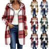 Women's Vintage Plaid Hooded Sweatshirt Jacket With, Zip Up and Pockets, Long Sleeve Casual Outerwear for Everyday Wear