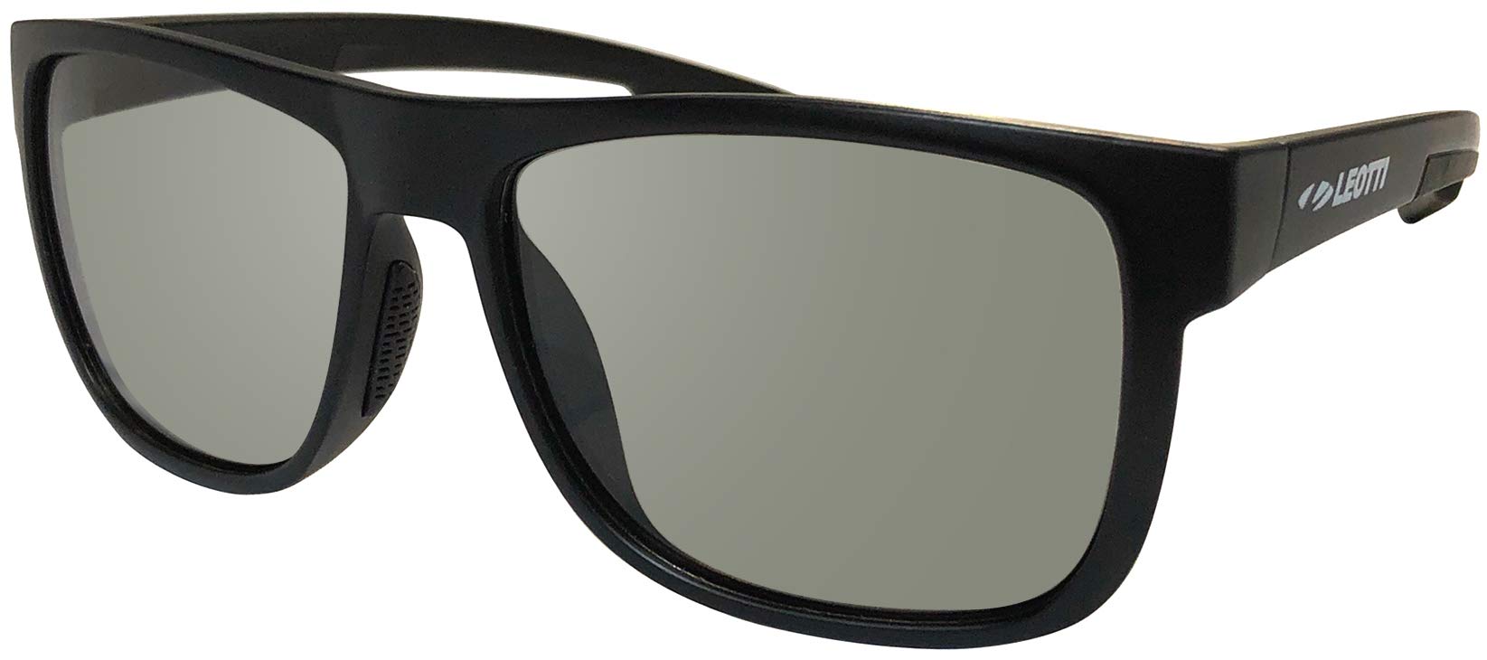 

Солнцезащитные очки Leotti с защитой от УФ-лучей и поляризованным светом, сделано в Японии, матово-черные, дымчатые линзы, чёрный