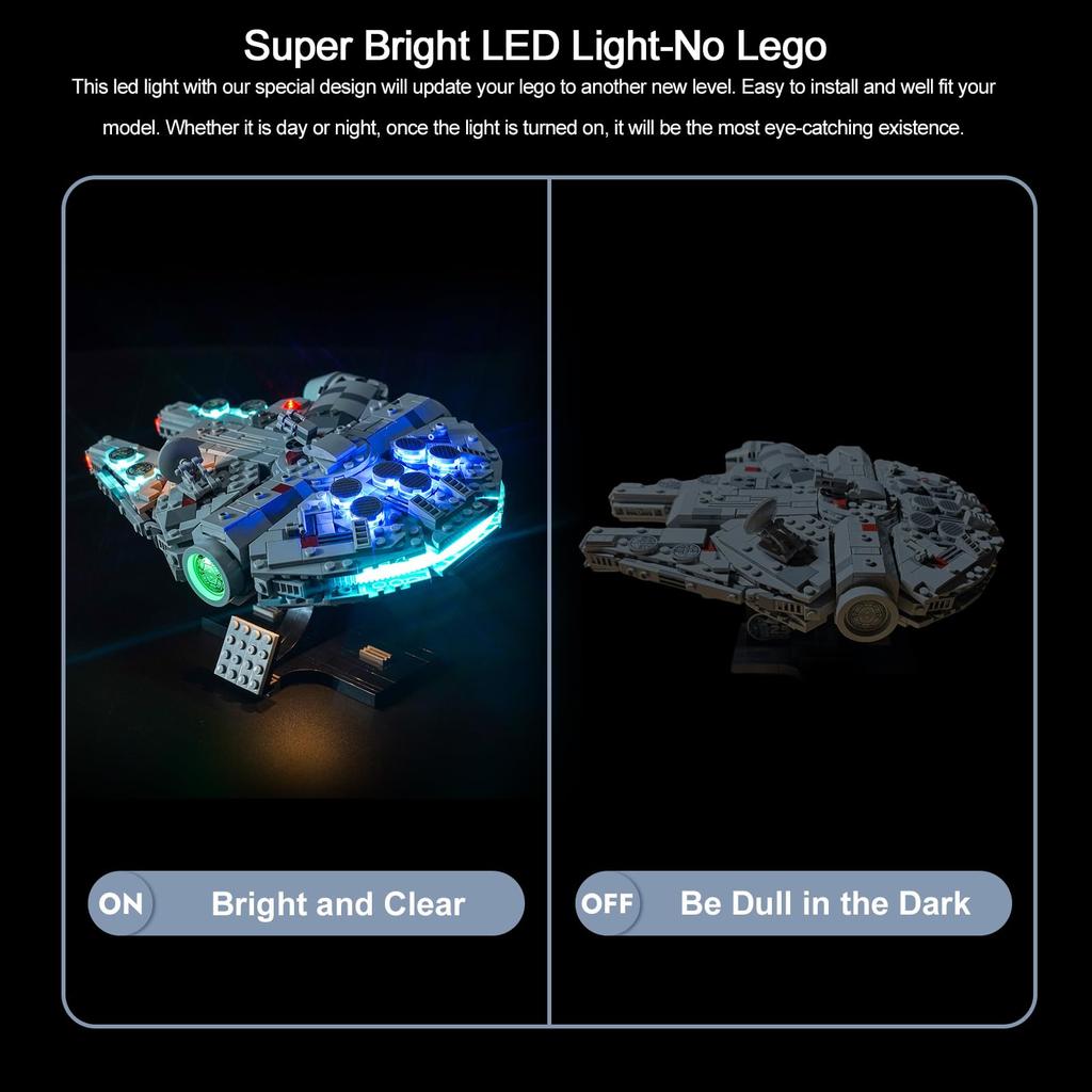 LEGO Star Wars 75375 Millennium Falcon İçin Kendin Yap LED Aydınlatma Kiti Klasik LED Işıklı Yapı Taşı Oyuncak Dekorasyonu Ayarlanabilir Aydınlatma Aksesuarları