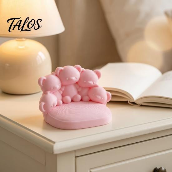 Creative Cell Phone Stand Five Little Bears Hugging Stand, 3D Printed Cute Gift for Friends Figurine Ornament, Decorative Sculpture Home Office