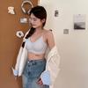 Ice-feeling milk skin fine flash shoulder strap liquid jelly beautiful back seamless summer thin suspender integrated vest bra