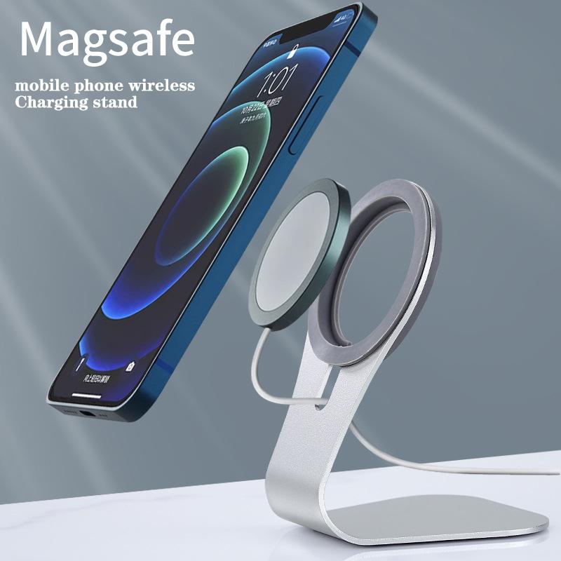 Suporte Carregador Magsafe para Celular Suporte Magnético para Telefone Suporte de Liga de Alumínio Para Série Iphone 12 Suporte de Carregamento Sem Fio Rápido