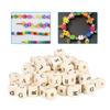 200pcs 10mm DIY Jewelry Beads Letter Printed White Cube Wooden Craft Beads