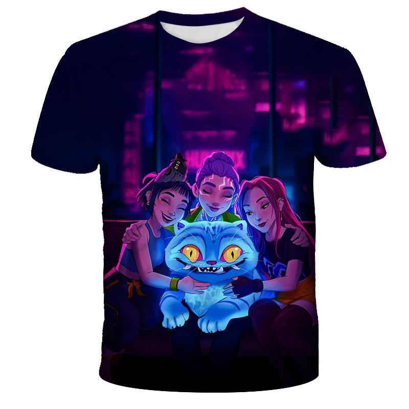 KPop Demon Hunters Tiger Girls Boys T Shirt K-Pop Demon Hunters Children's Clothing T-shirts Cute Cartoon Print Tee Tops