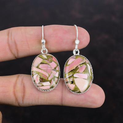 Copper Pink Opal Earring Handmade Gemstone Jewelry 925 Sterling Silver Earrings Copper Pink Opal Jewelry Gifts For Mother Designer Earrings