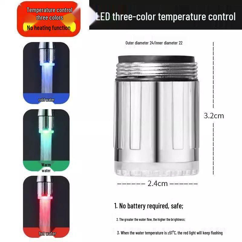 

LED Color-Changing Temperature Control Faucet with Splash-Proof Bubbler Standard Size