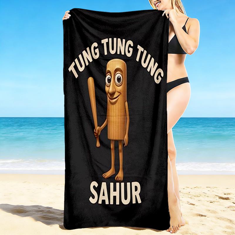 1Pc Tung Tung Sahur Adventure Beach Towel Quick Dry Multiuse For Beach Pool Gym Yoga Home Travel Christmas Halloween Xmas Gift L1113