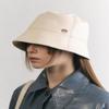Leder-Bucket-Hat mit breiter Krempe H015 Elfenbein