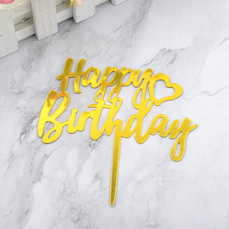 Gold & Black Mirrored Acrylic Cake Topper