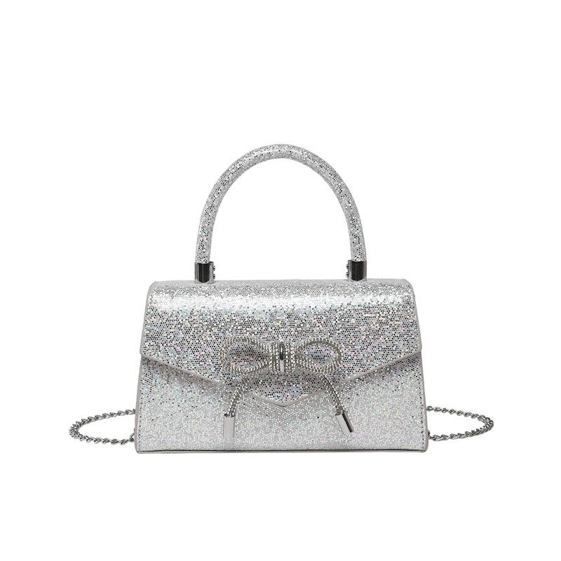 Fashion and simple temperament bow handbag 2025 summer new foreign style shoulder crossbody small square bag