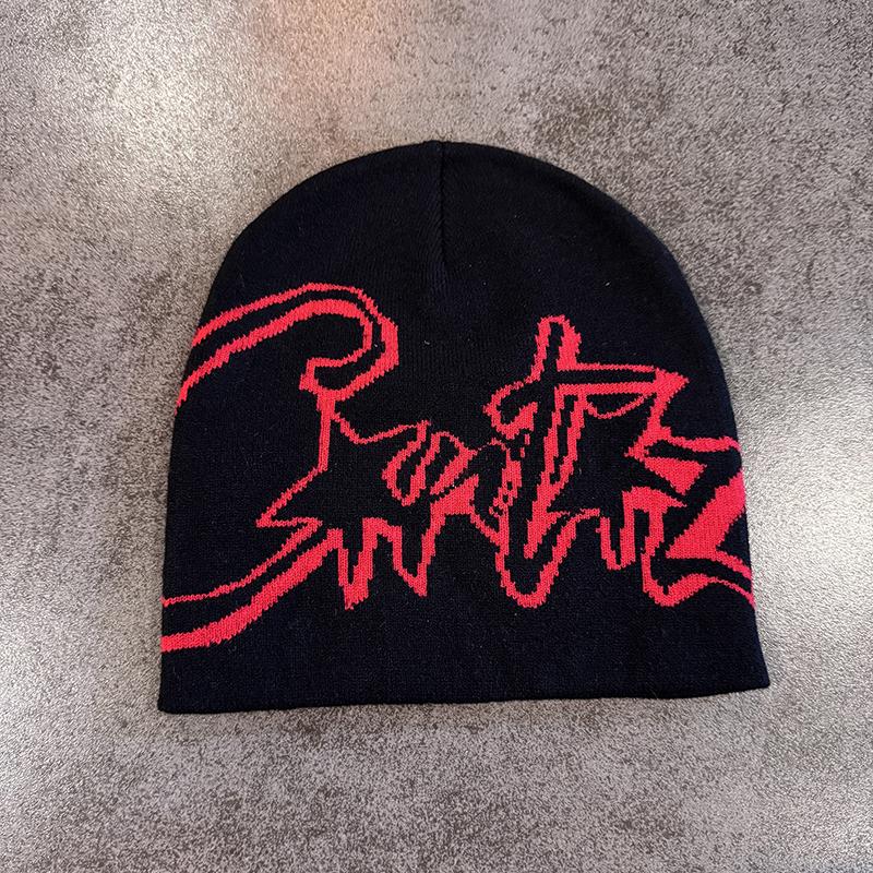 Y2K Letter Print Knitted Hat Autumn And Winter Street  Unisex Warm Personal Versatile  Niche Beanies