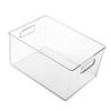 Clear Plastic Pantry Organizer Bin with Handle Freezer Pantry Organization for Refrigerator Fridge Cabinet Kitchen
