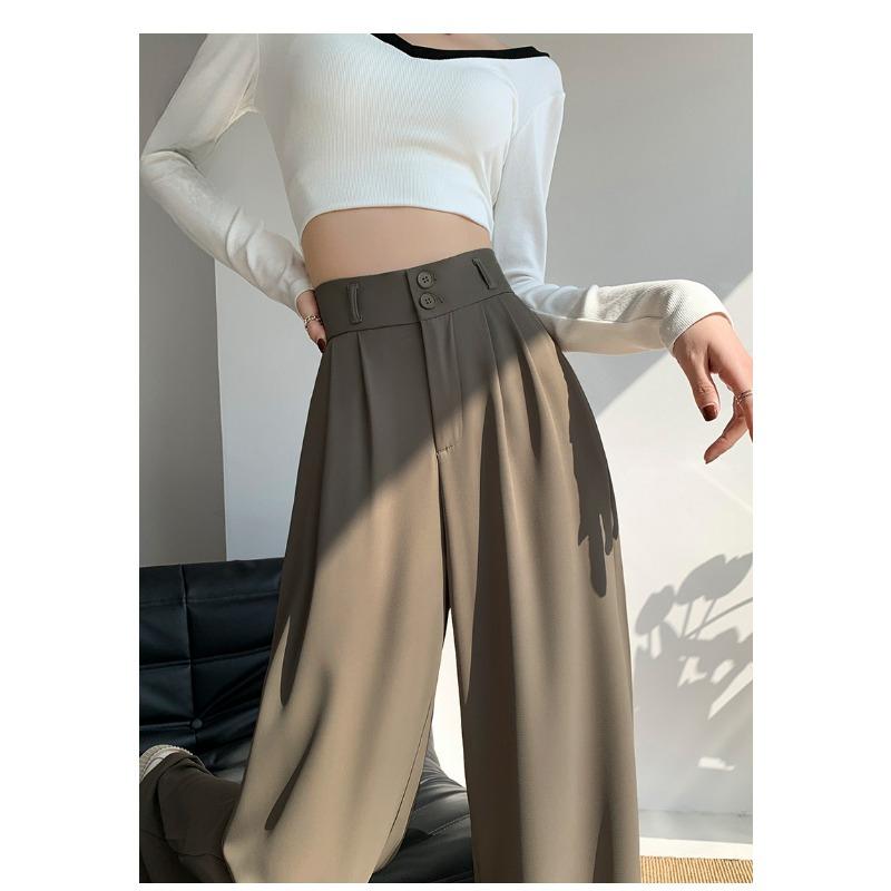 Small Casual Suit Pants for Women's In Summertime Elastic Waist Drooping 80 Professional Cigarette Pants Slimming Straight Pants