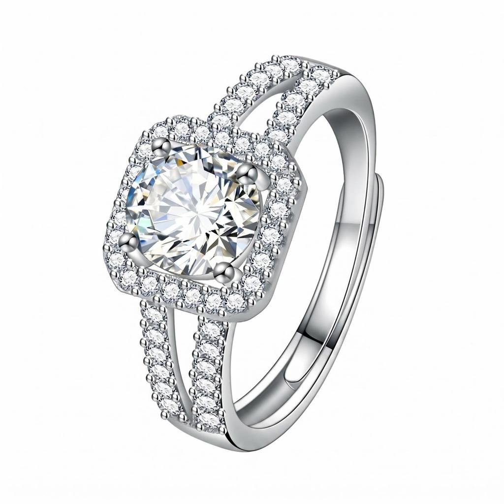 Luxury 925 Sterling Silver Classic Ring for Women Shining Jewelry Simple Like Diamond Ring Imitation Diamond Women's Ring Gifts