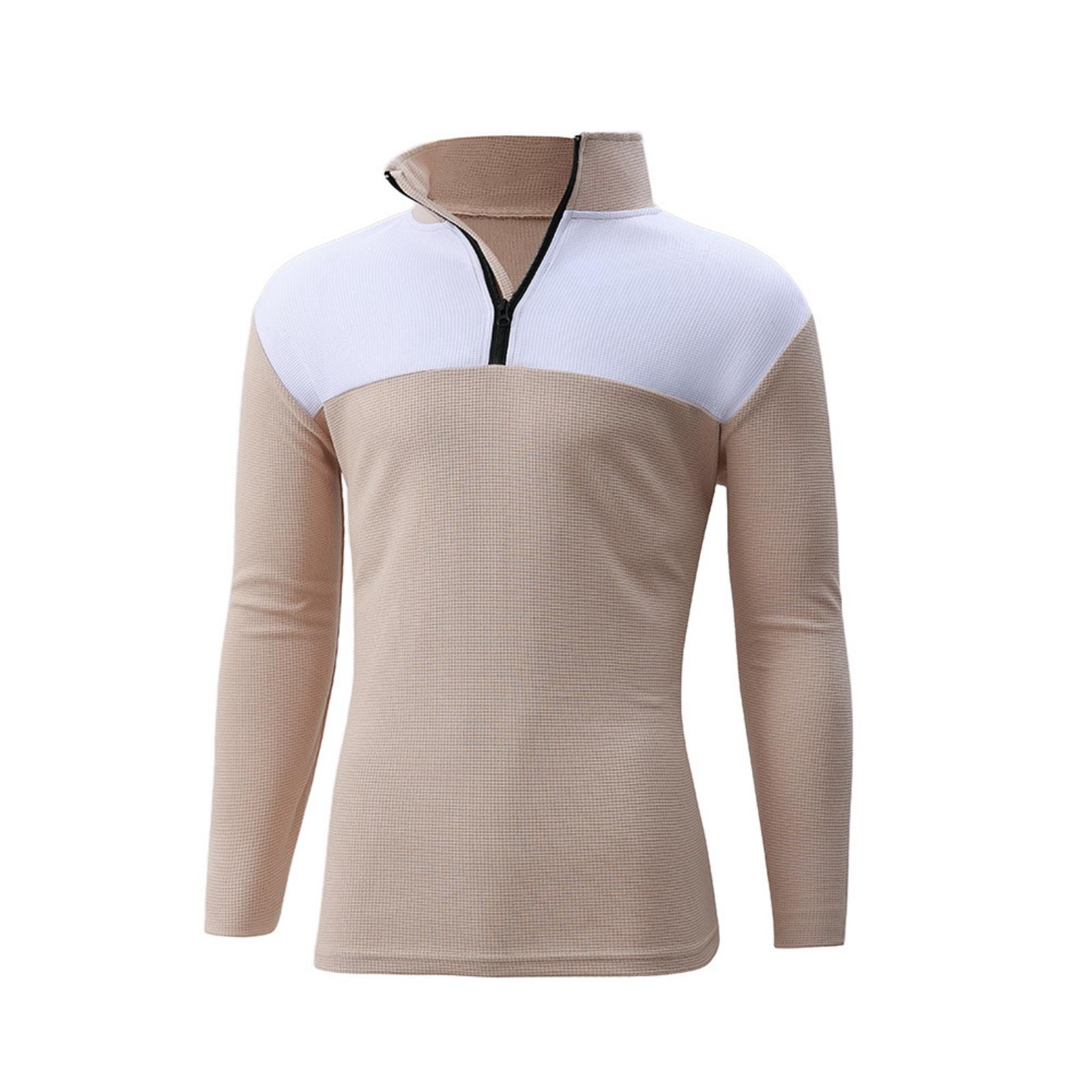 

Men s And Women s Casual Color-blocked Stand-up Collar Long-sleeved T-shirt, Men s Sporty Breathable Half-zipper Top XXXL хаки