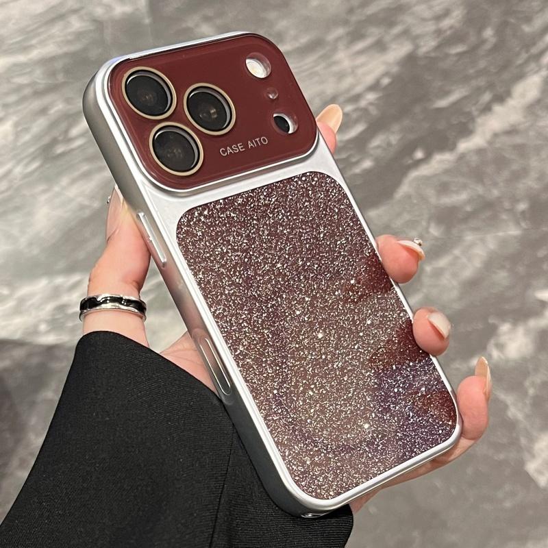 

Роскошный градиентный чехол с блестками Аврора для iPhone 17 16 15 14 13 Pro Max Покрытие Броня Ударопрочный Сияющий Кристалл Чехол с большим окном iPhone17