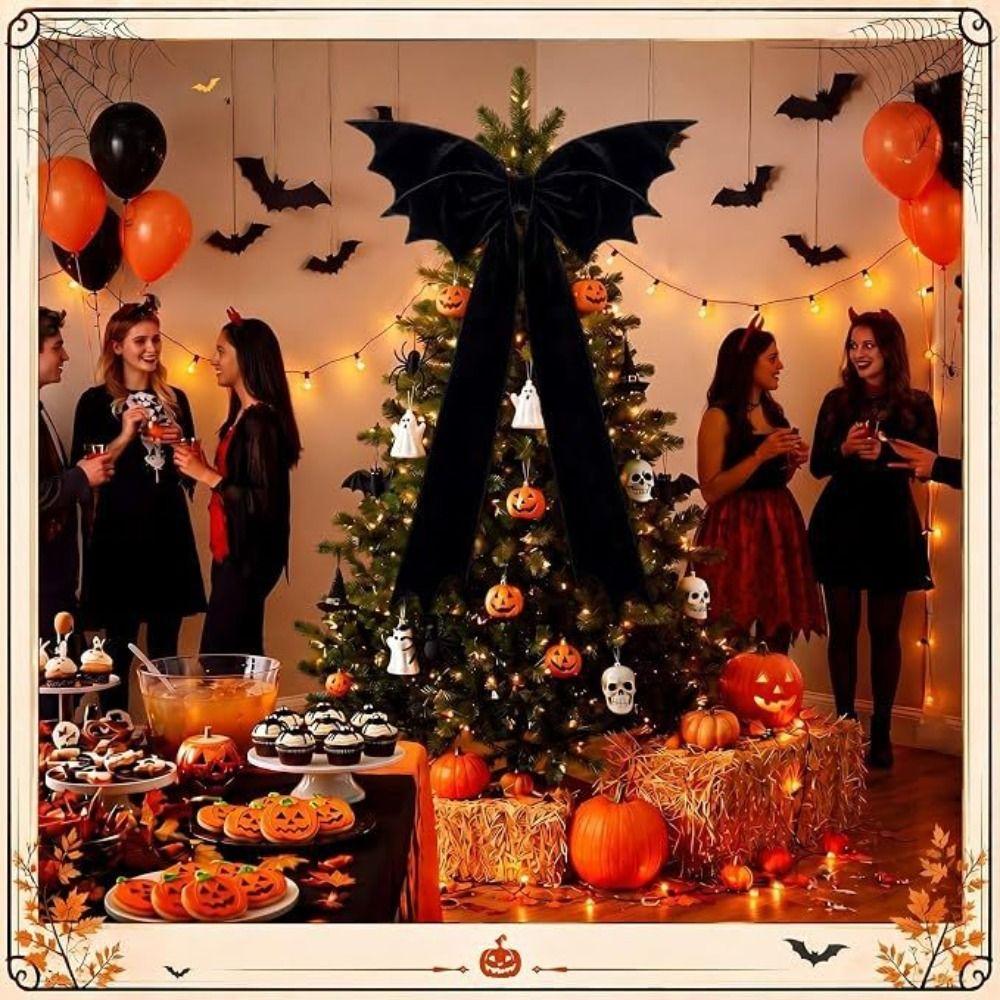 Black Velvet Door Hanging Ornament 115cm Oversized Tree Topper Bow  Christmas Party