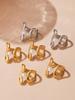 Oumaijia Stainless Steel Geometric Pearl Open Ring - Fashionable Non-fading Jewelry