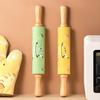 Rodillo de amasar de silicona de fácil manejo, antiadherente, apto para uso alimentario, mango resistente, superficie lisa, estampado de dibujos animados, para hornear, para harina y masa, suministros de cocina