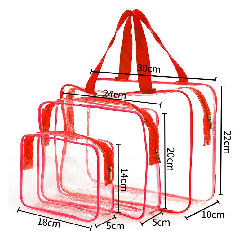Portable 3-Piece PVC Transparent Cosmetic Bag Set – Large Capacity Waterproof Travel Toiletry Organizer
