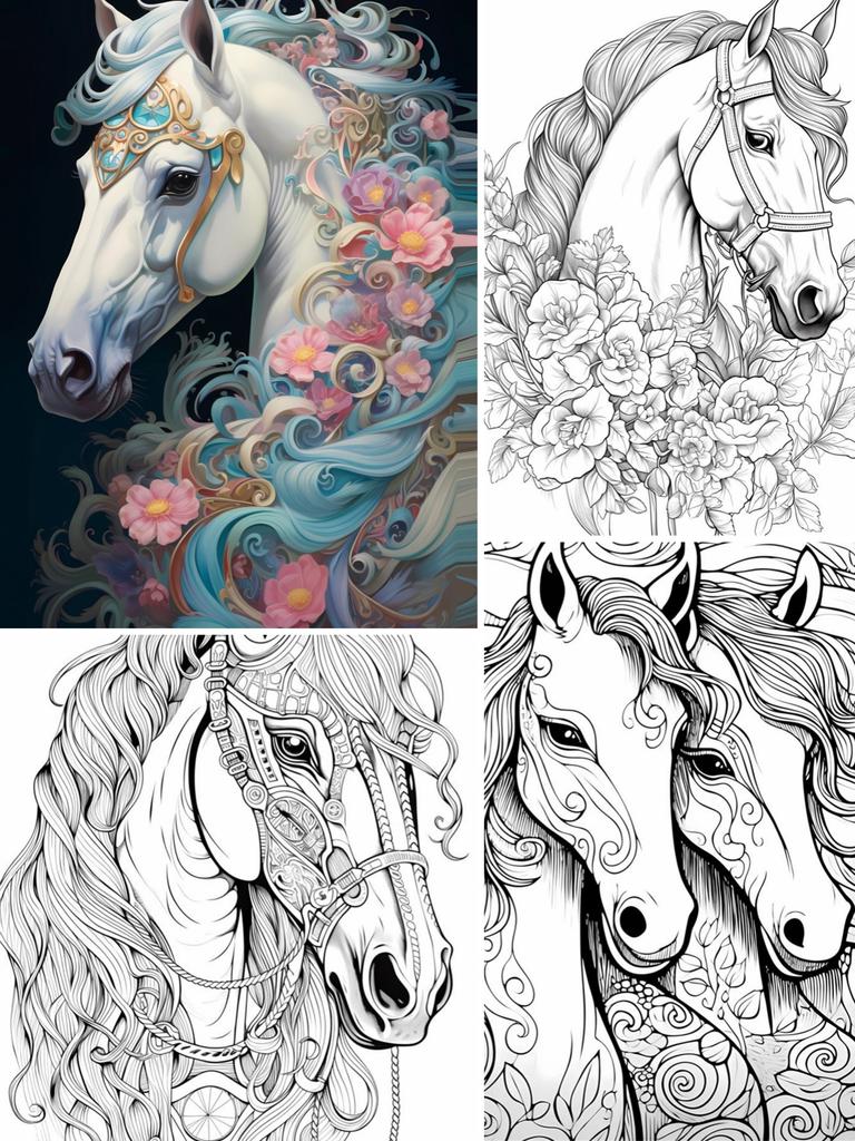 1Pc Magical Horse Art Coloring Book Original Upgraded Paper Thickened 22 Pages Coloring Books Gift For Holiday Birthday
