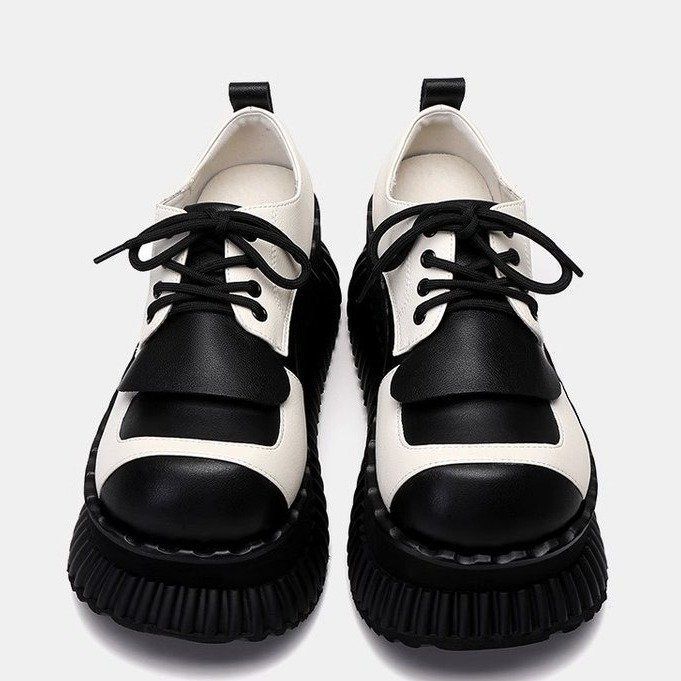 Fashion New Women Loafers Classic Platform Chunky Heel Black Ladies Pumps Female Mary Jane Derby Lolita Sweet Round Toe College Shoes