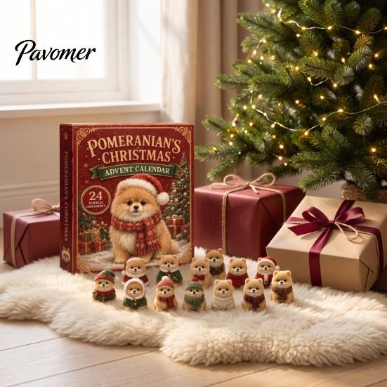 Giochi Festivi Interattivi 2026 Calendario dell'Avvento di Natale per Cani, Set di Ornamenti Acrilici a 24 Giorni con Figure di Cuccioli, Decorazione Piatta 2D da Appendere all'Albero