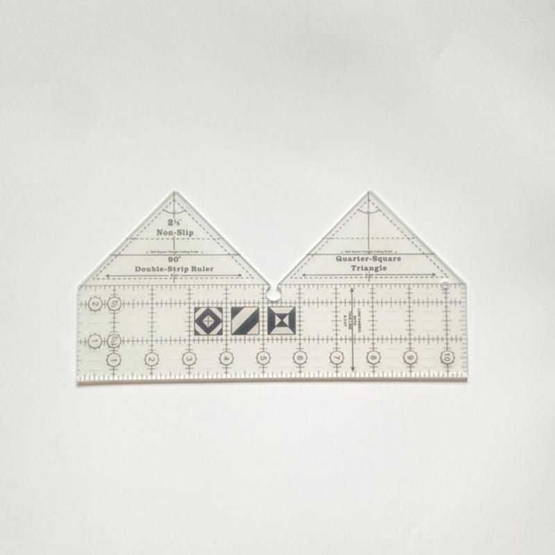 Pro Quilting Ruler Clear Acrylic Patchwork Ruler 90° Double Strip for Easy High Precision Cutting Sewing 6/8/10/18 Inch