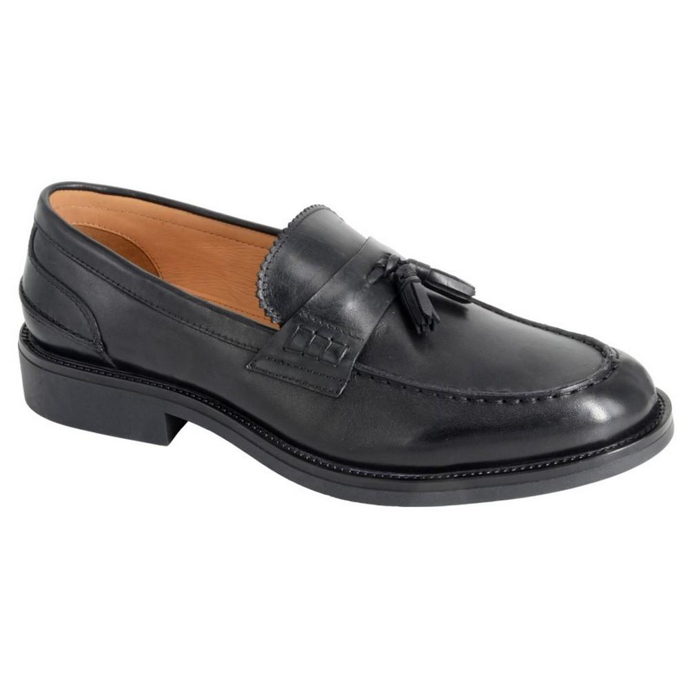 Roamers Mens Tassel Leather Saddle Loafers