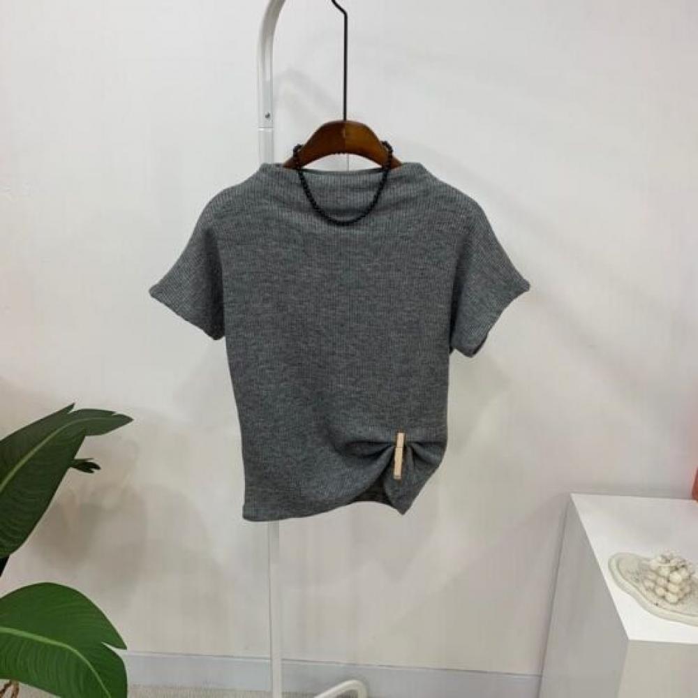 C S In The Room Feed Rib Slim Half neCk Cap Sleeve Knit 5Color