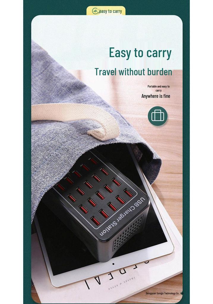 High-Power USB Multi-Port Charging Station - Desktop Mobile Charger & Power Strip