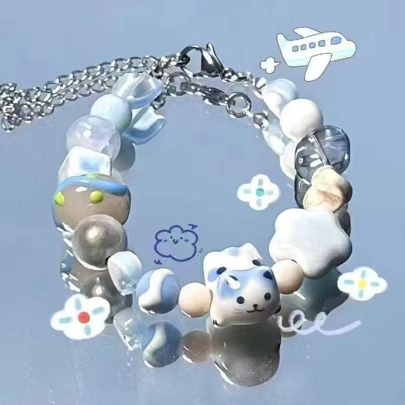Summer Rainbow~ Dopamine Small Fresh Color Niche Sweet Rainbow Stars Elastic Rope Bracelet Jewelry