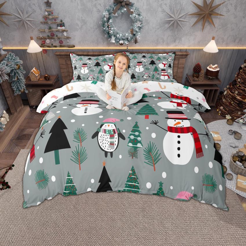 

Homewish Cartoon Snowman Duvet Cover Set for Kids Children, Merry Christmas Xmas Bedding Set, Gingerbread Nutcracker Quilt Cover DE XS 100x135cm 2pcs&set
