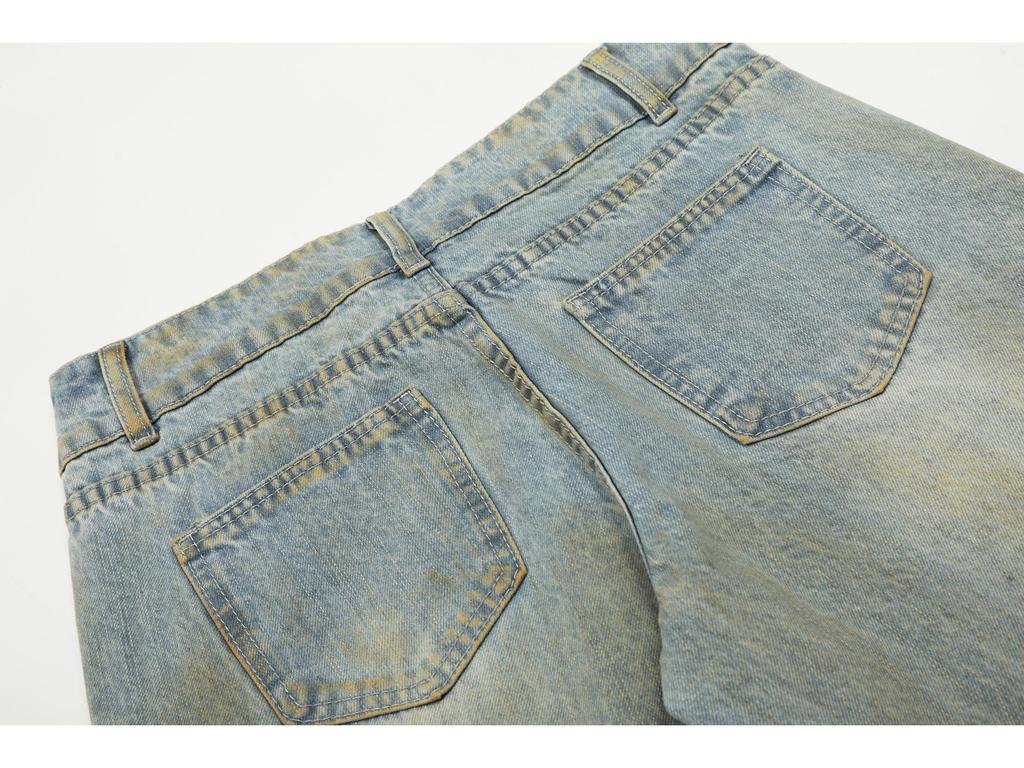 Unisex Retro Distressed Wide-Leg Jeans - Loose Fit, Floor-Length