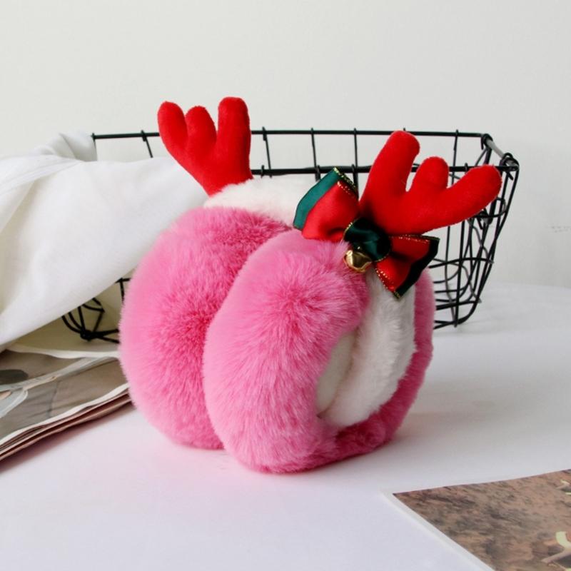 Adult Christmas Antler Shape Earmuff Outdoor Plush Ear Warmer Windproof for Girl