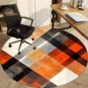 1pc Orange Black White Chair Carpet for Office, Round Polyester Mat, Indoor Decor for Office, Easycare Fabric, Washable Non-slip Area Carpet