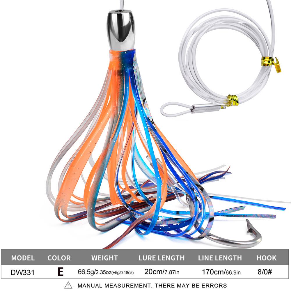

7,87-дюймовая рыболовная приманка с фрикционным сопротивлением 20 см 66,5 г, металлическая головка, осьминог, ус кальмара, мягкая приманка для морской рыбалки, биомиметическая приманка 20CM/66.5G
