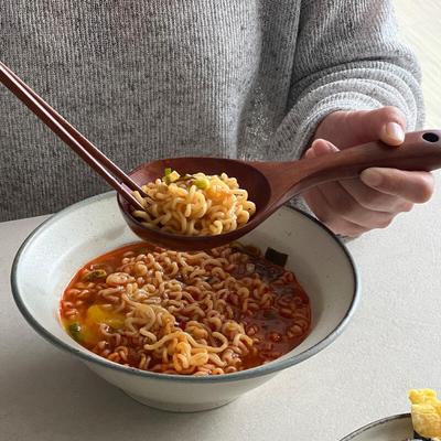 [1+1] Holz Runde Ramen Löffel Set