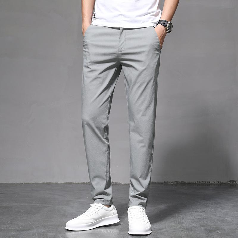 Ice Silk Pants Men's Casual Stretch Sweatpants Trendy Versatile Men's Casual Pants Summer Thin Slim Pants