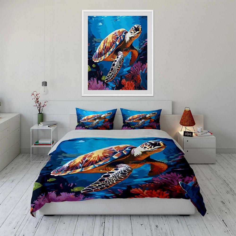 Sea Turtle Marine Life Bedding Bedding Duvet Cover Set Duvet Cover Pillowcases (1 * Duvet Cover 2 * Pillowcases, without duvet insert)