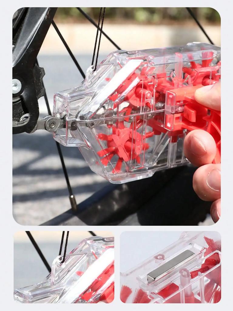 1pc Bicycle Chain Cleaner Mountain Road Bike Transparent Visualization Immersion Chain Cleaner Oil Pollution Cleaning Tool