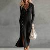 Abito Maxi da Donna alla Moda, Colorato, Vestibilità Larga, con Bottoni sul Davanti e Tasche, per l'Uso Quotidiano