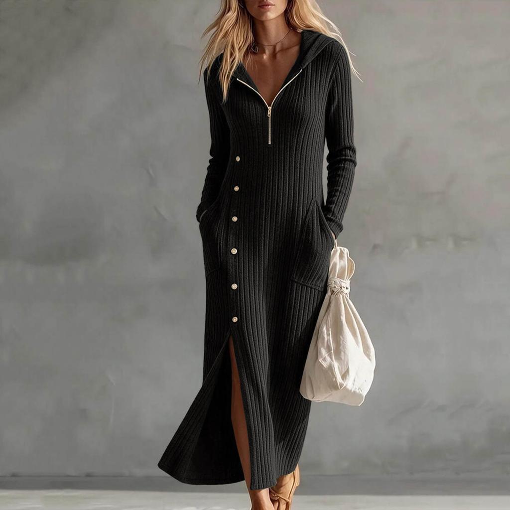 Abito Maxi da Donna alla Moda, Colorato, Vestibilità Larga, con Bottoni sul Davanti e Tasche, per l'Uso Quotidiano