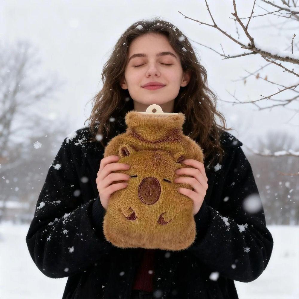 Portable Capybara Hot Water Bag Leak Proof Warmth Hand Warmer 1000ml Capacity Heat Retention Bag Winter