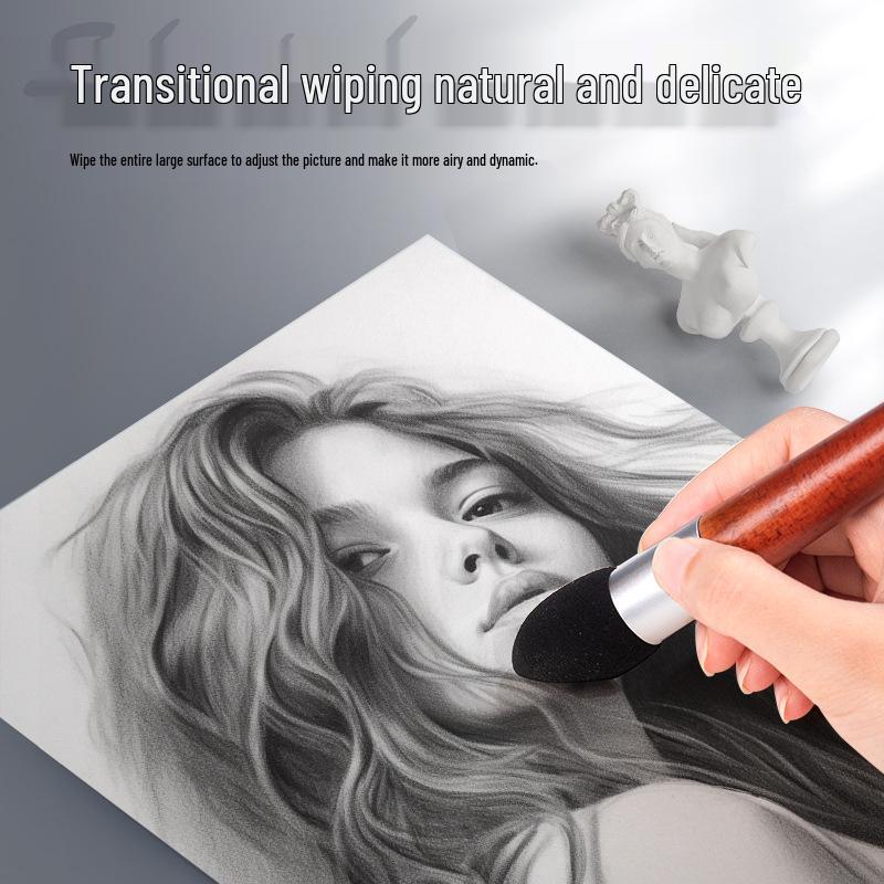 Gray Tone Pencil Art Set with Blending Tools and Makeup Sponge