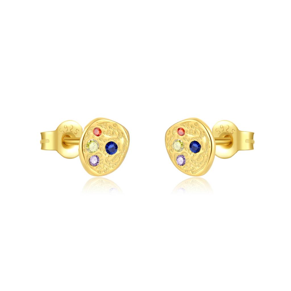 ANDYWEN 925 Sterling Silver A Pair Of Gold Faux Zircon Stud Earring Luxury Fine Jewelry For Women