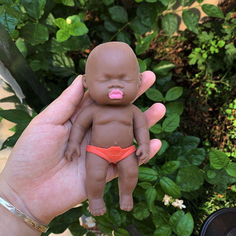 

Black TPR Sand-Filled Squeeze Doll for Stress Relief and Play 7x14CM (Approx. 200g)