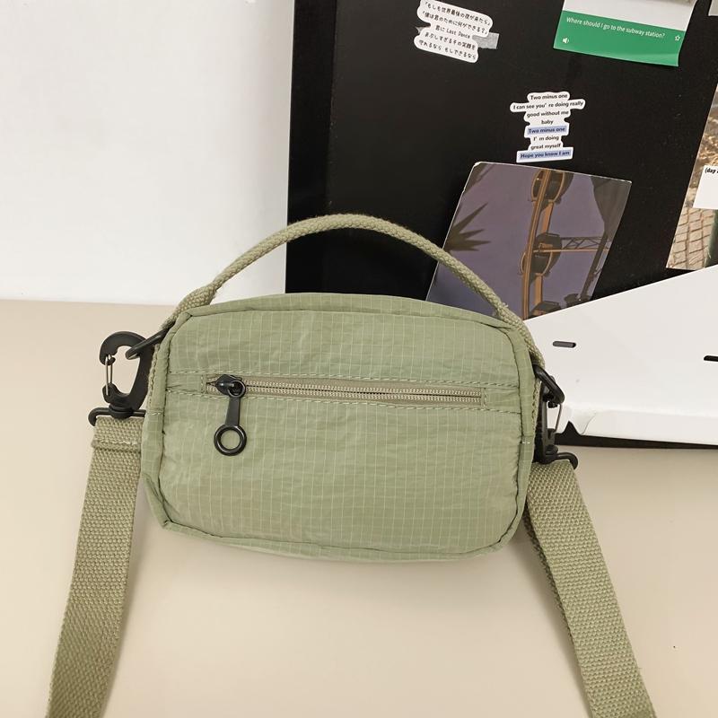 Women Nylon Small Handbag Men Waterproof Lightweight Shoulder Bag Solid Color Crossbody Mobile Phone Bag