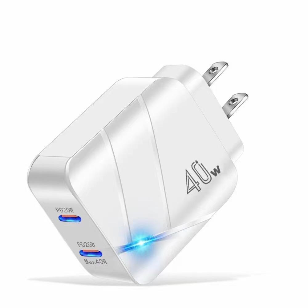 Dual PD 40W Super Fast Charger Head EU/US Standard Smartphone Adapter