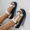 Spot Sommer Neu Dicke Sohle Farbkombination Klettverschluss Europäischer und Amerikanischer Berühmter Stil Strand Sandalen Damen